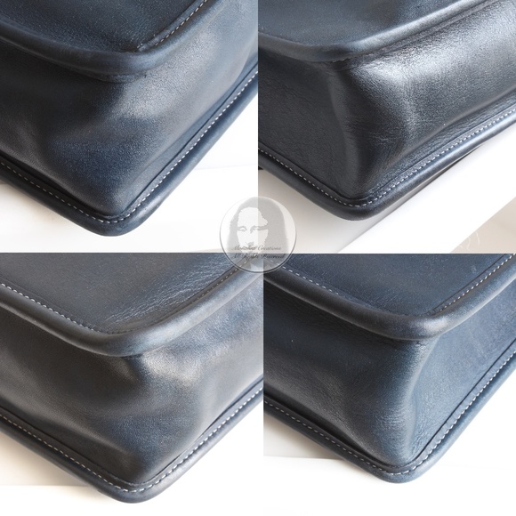 Coach Willis Bag Royal Blue Leather Silver HW Contrast Stitching 2005 HTF #9927 - Picture 10 of 12